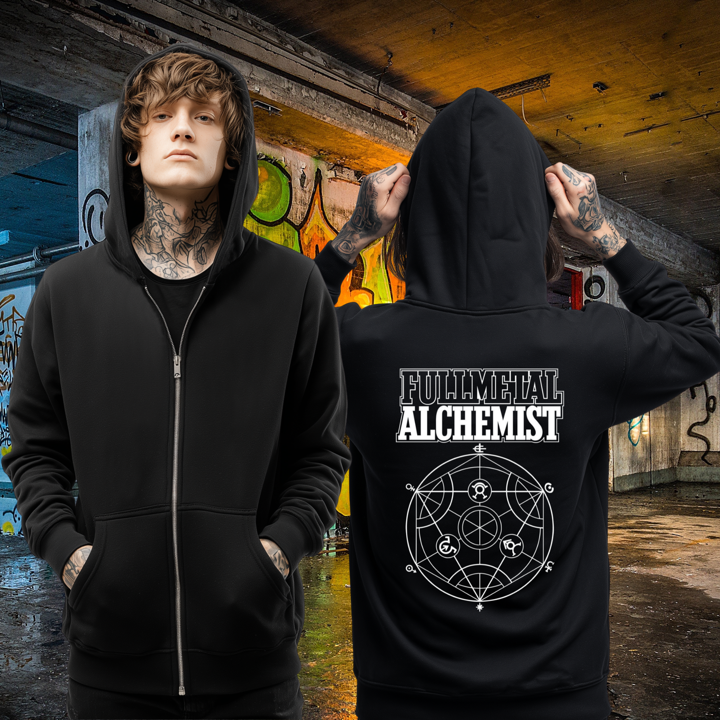 Full Metal Alchemist Zip Up Hoodie - Logo
