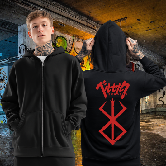 Berserk Logo Full Zip Up Hoodie