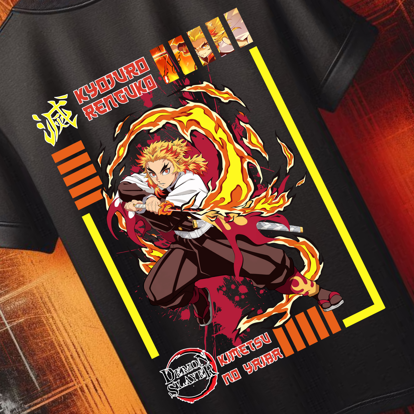 Demon Slayer - Kyojuro Rengoku Tshirt v3 | Anime Graphic Tee