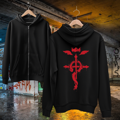 Full Metal Alchemist Zip Up Hoodie - Crest